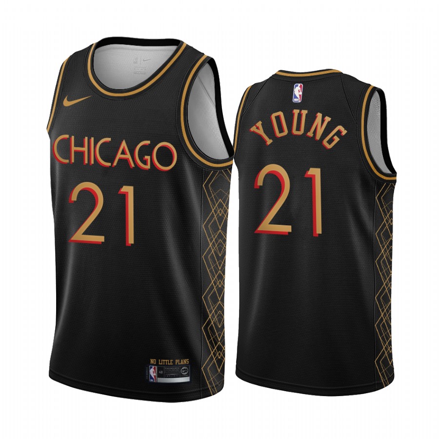 Men's Chicago Bulls #21 Thaddeus Young Black NBA Motor City Edition 2020-21 No Little Plans Stitched Jersey Men's Chicago Bulls #21 Thaddeus Young Black NBA Motor City Edition 2020-21 No Little Plans Stitched Jersey